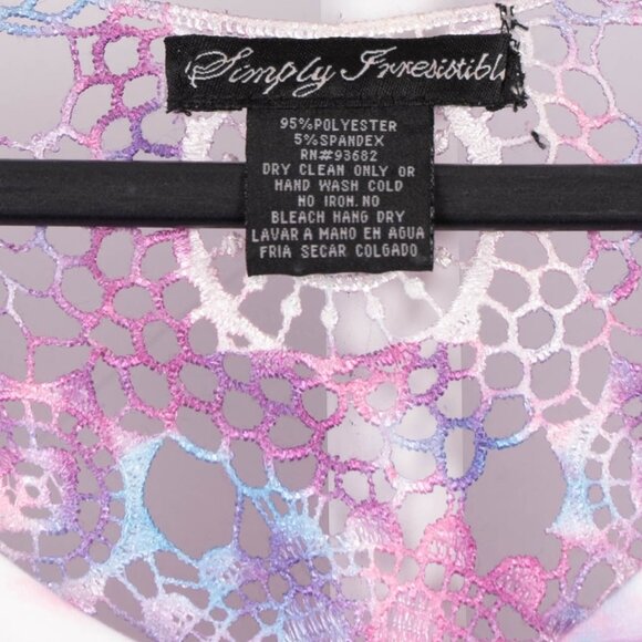 Simply Irresistible Shirt L Womens Purple Blue Lace Back VNeck Flutter Sleeve - Picture 4 of 6